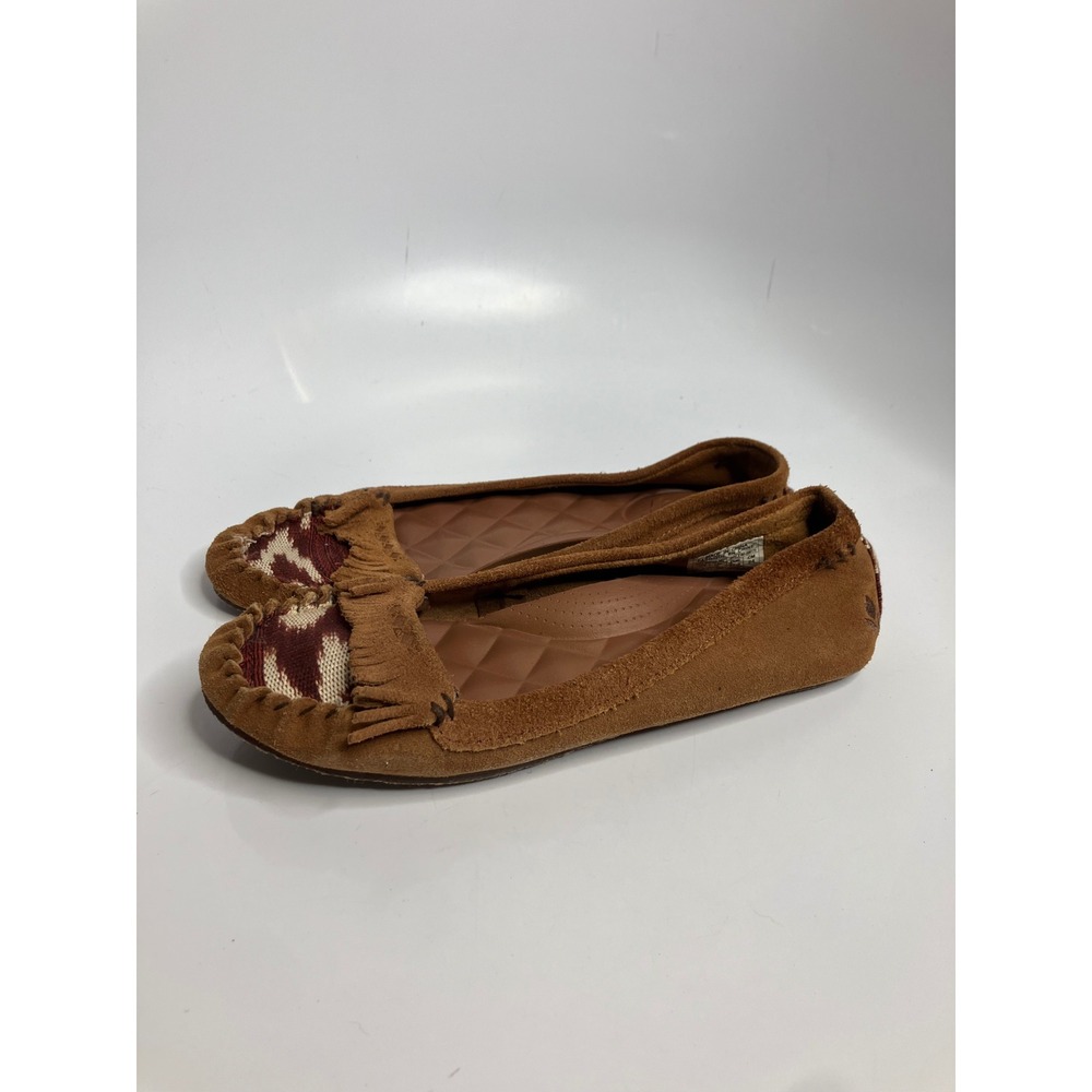 Reef Winter Drift Moccasins Womens 7 Brown Excellent Suede Fringe Southwestern